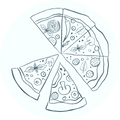 Icona pizza disegnata a spicchi per sito Celiachia Stanca.