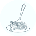 Illustrazione spaghetti piatto grafica icona.