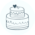 Icona torta a due piani grafica dolci.