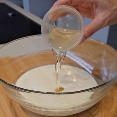 aggiunta di olio di girasole ad impasto di Purea di zucca cotta aggiunta all’impasto per plumcake variegato senza glutine