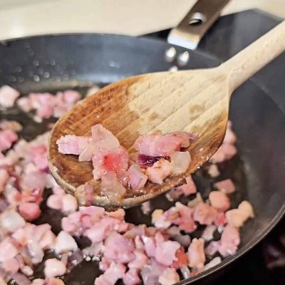 il grado di cottura della pancetta pasta alla pancetta pomodoro senza glutine